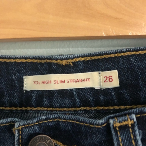 Levi’s 70’s High Ruse Slim Straight Leg Jeans Dark Wash Sz 26x29 - Picture 3 of 5